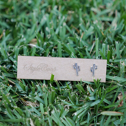 Silver Saguaro Cactus Post Earrings